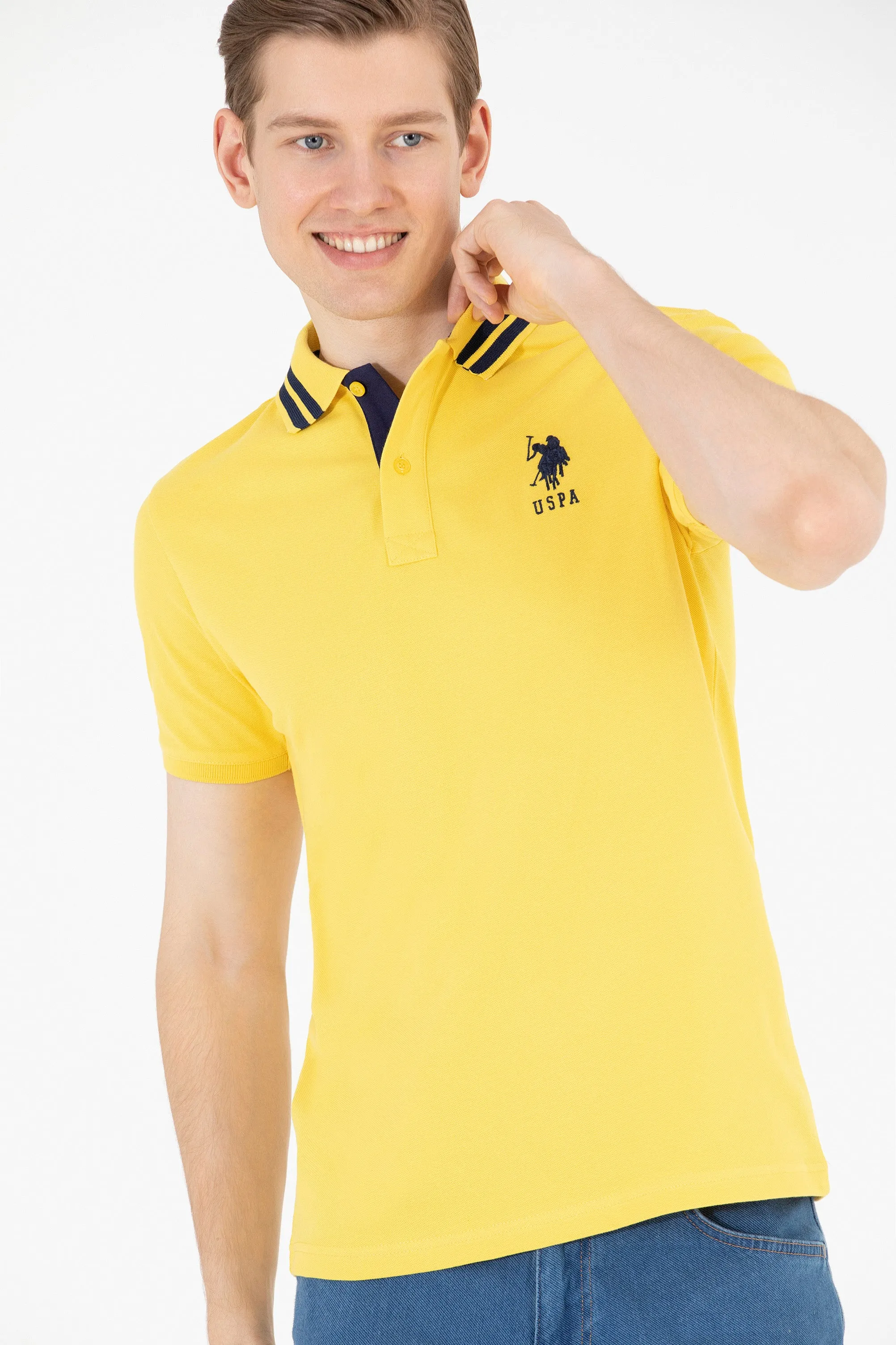 USPA Polo Shirt Men Amber VR094 USPOM162 Big Pony Logo Number 3 US Polo Assn.