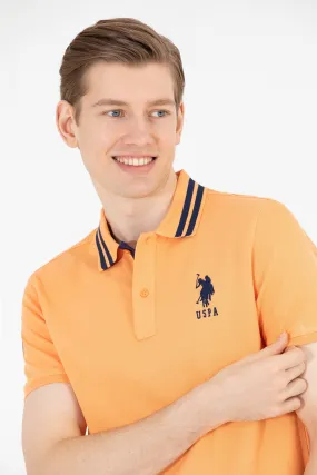 USPA Polo Shirt Men Orange VR051 USPOM219 Big Pony Logo Number 3 US Polo Assn.