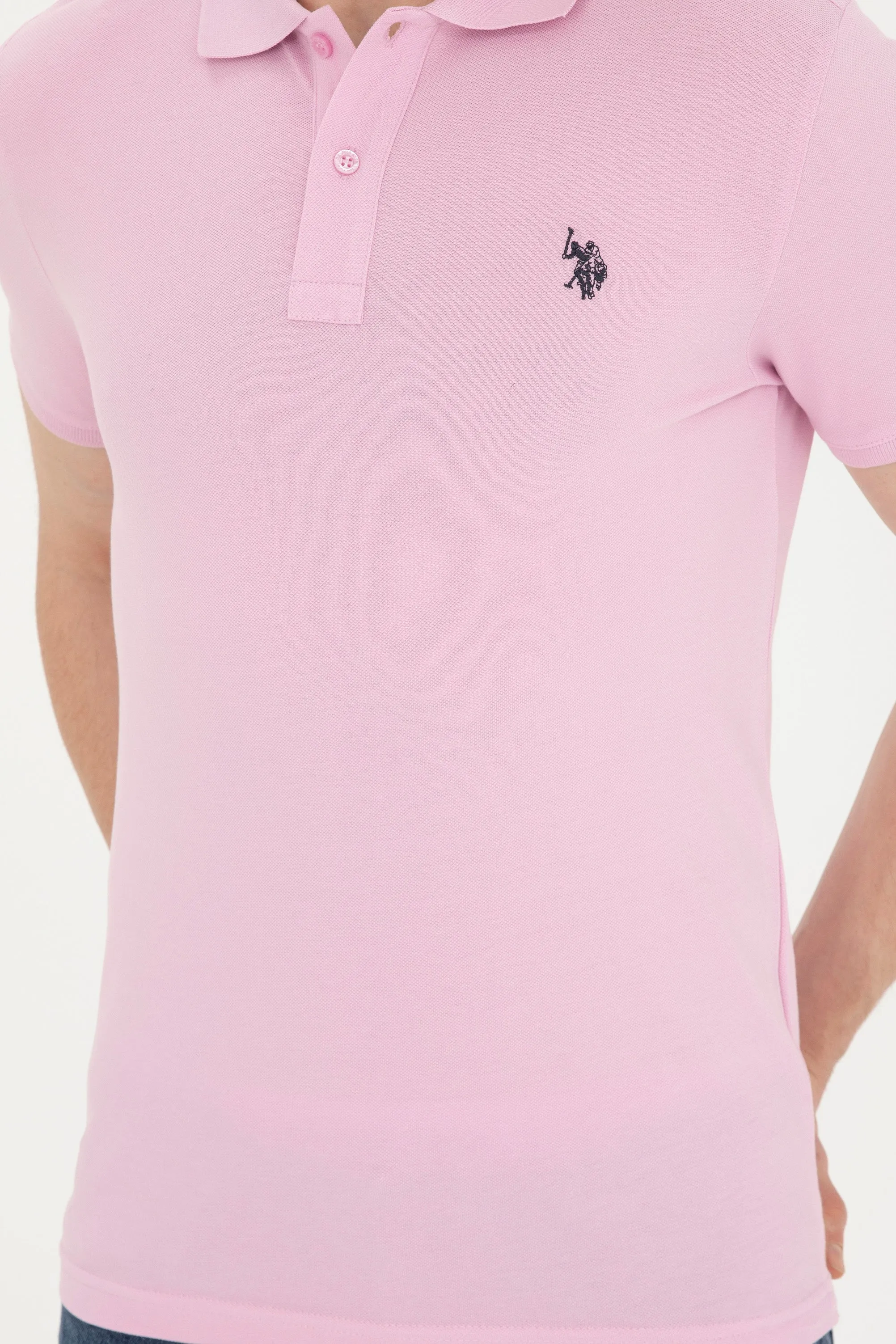 USPA Polo Shirt Men Pink VR041 USPOM201 Single Color Horse US Polo Assn.