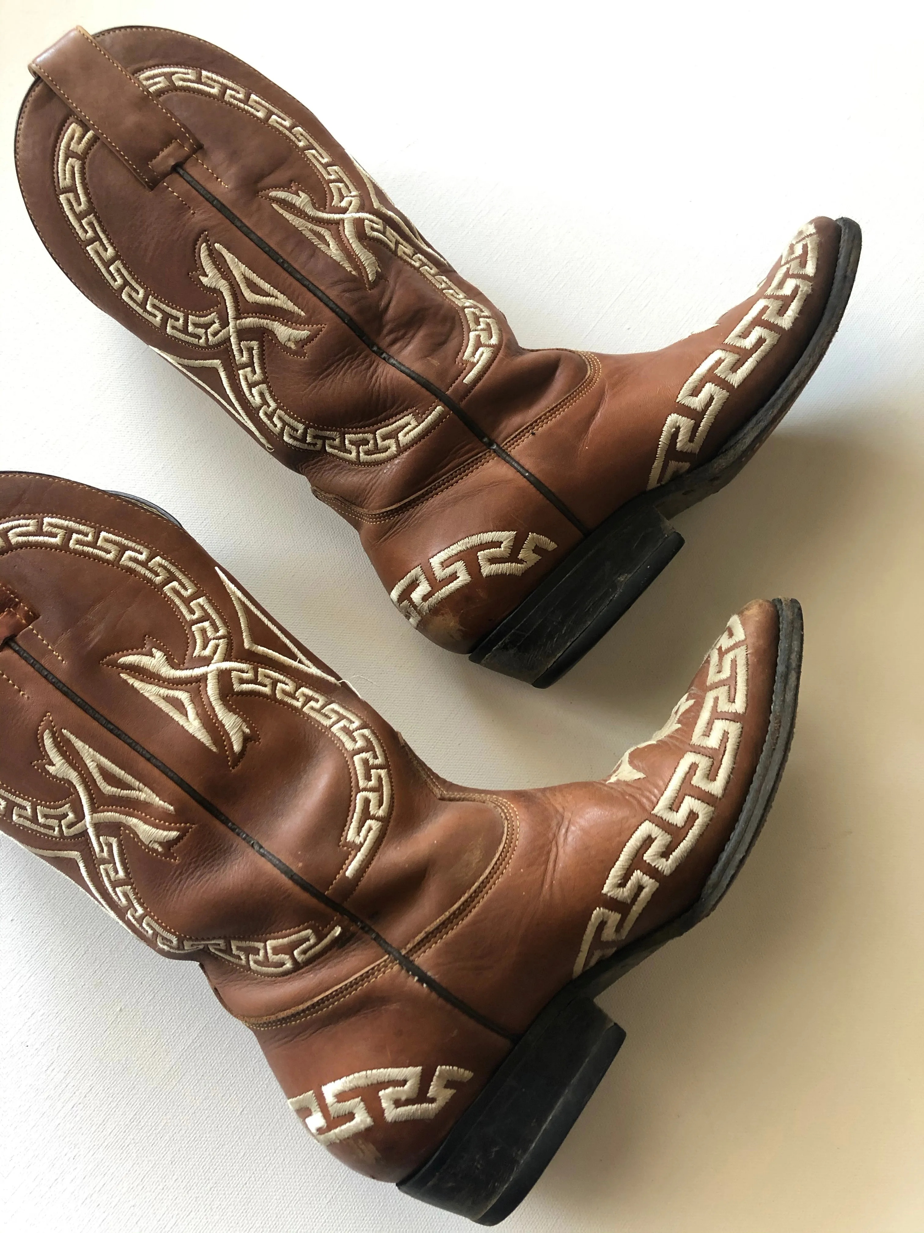 VINTAGE: Western Boots - Brown Geo