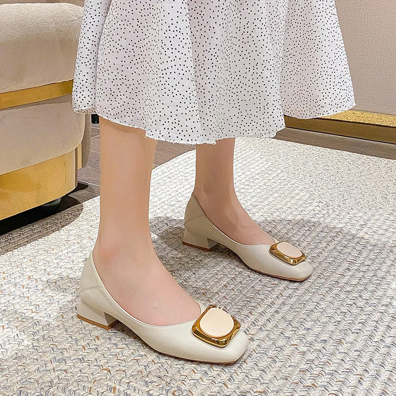 Women Fashion Cowhide Pumps Dress Shoes