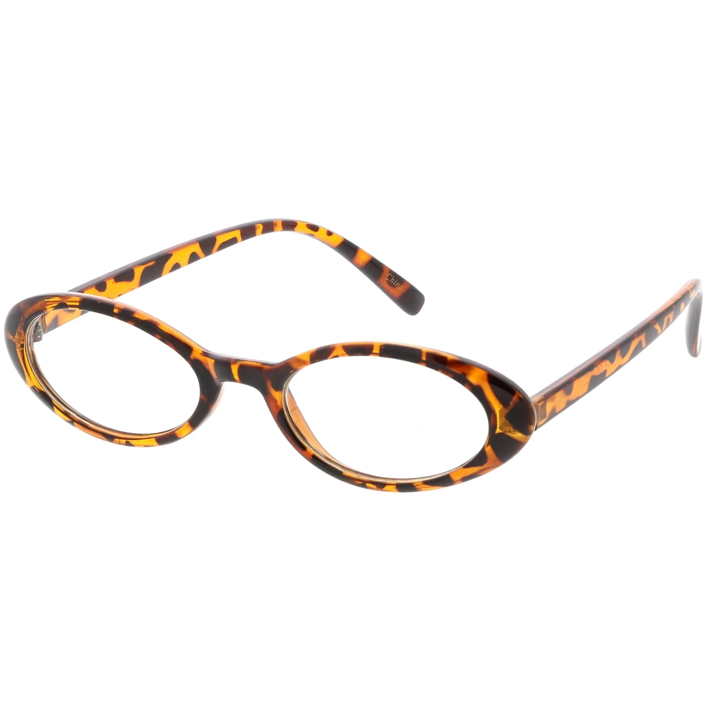 Women's Retro Dapper Small Oval Clear Lens Glasses