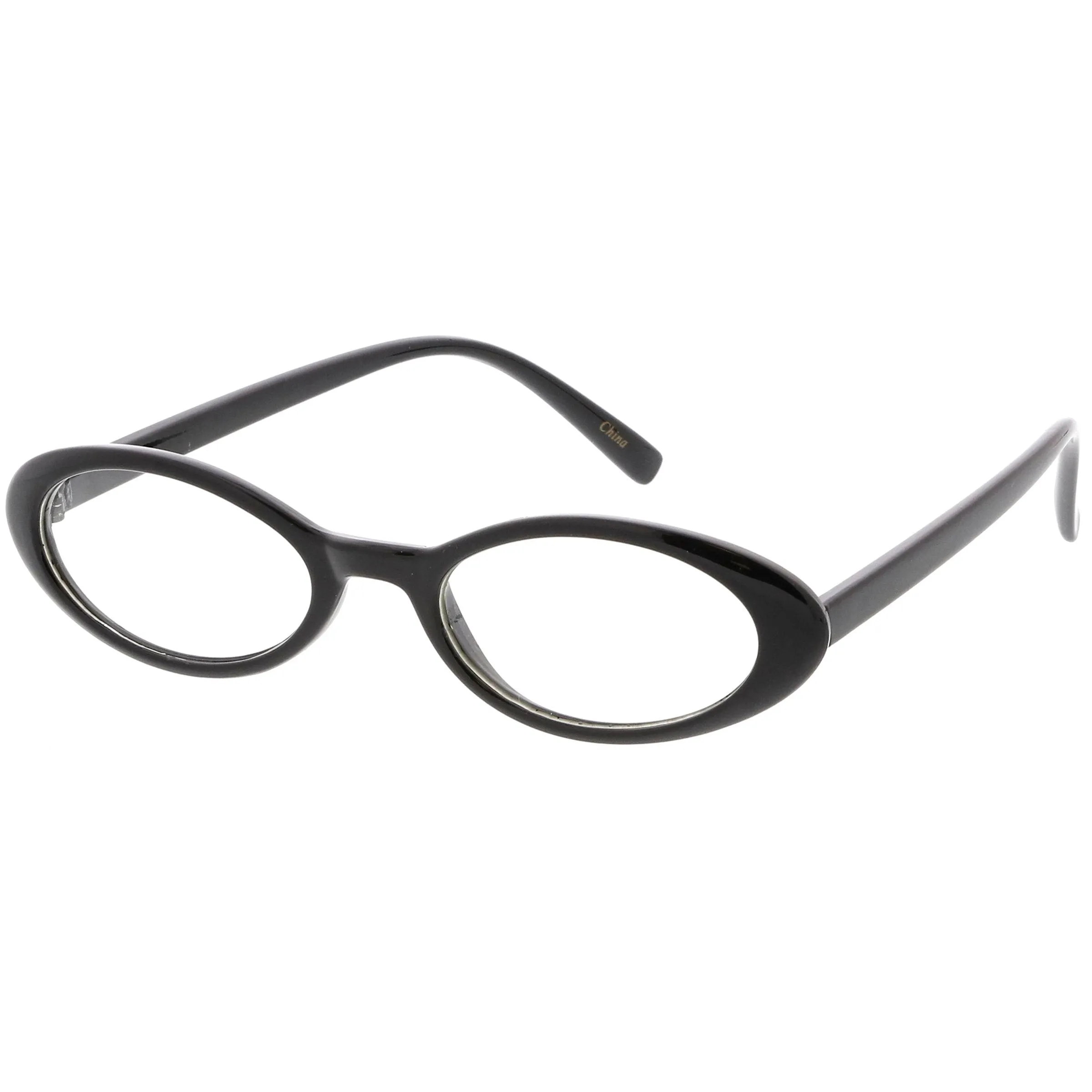 Women's Retro Dapper Small Oval Clear Lens Glasses