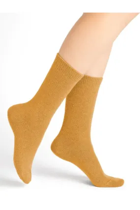 Wool Cashmere Socks Mid Jaune Dore Golden Yellow