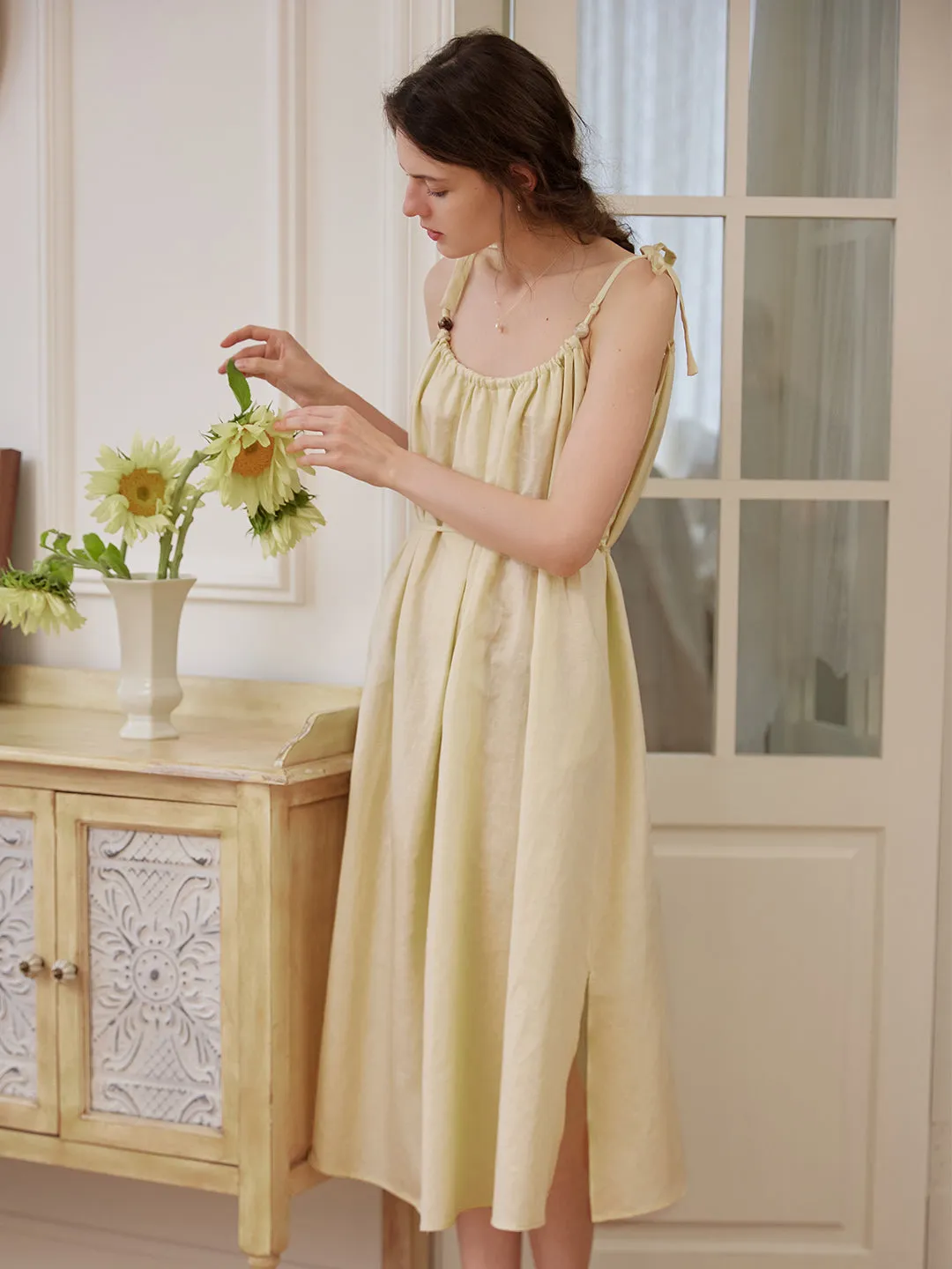 Yasmin Linen Yellow Slip Dress