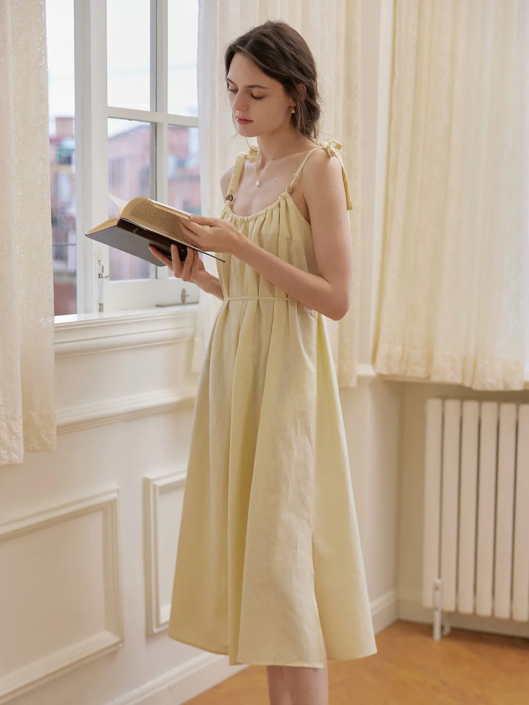 Yasmin Linen Yellow Slip Dress