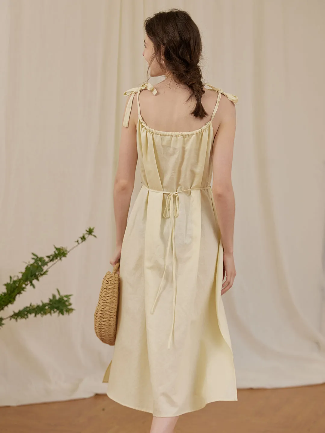 Yasmin Linen Yellow Slip Dress